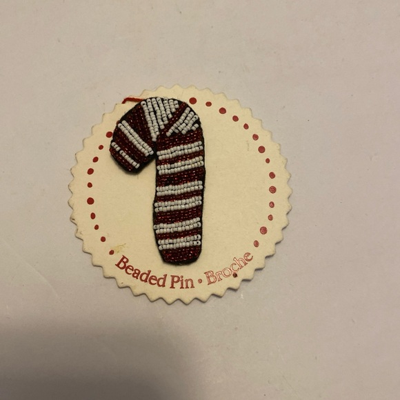 Hallmark Beaded Candy Cane Pin by Artist Cindy Pawlyshn New on Card GR8 Gift - Picture 2 of 15